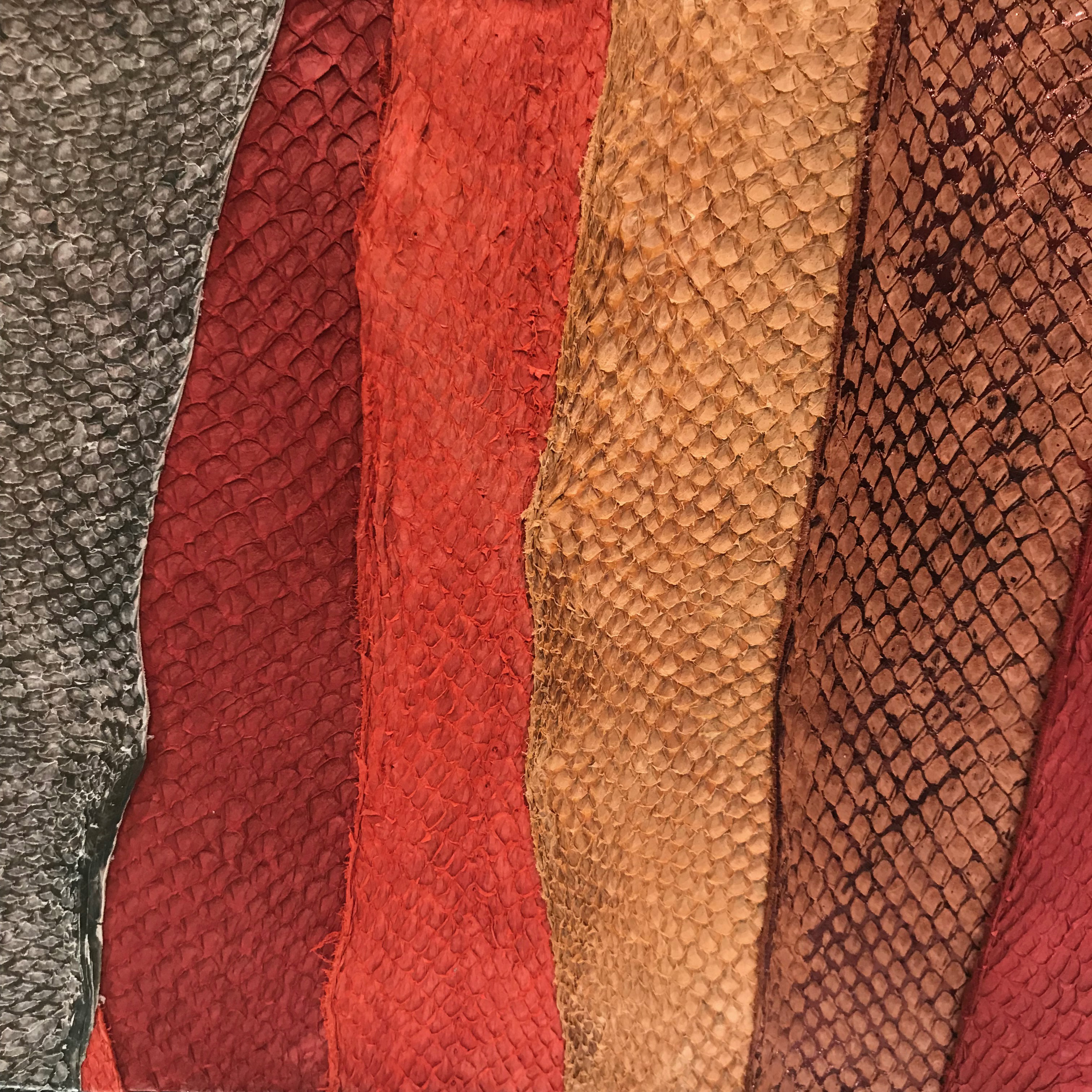 Fish leather died in a selection of colours (Photo: Ingrid Wiik)
