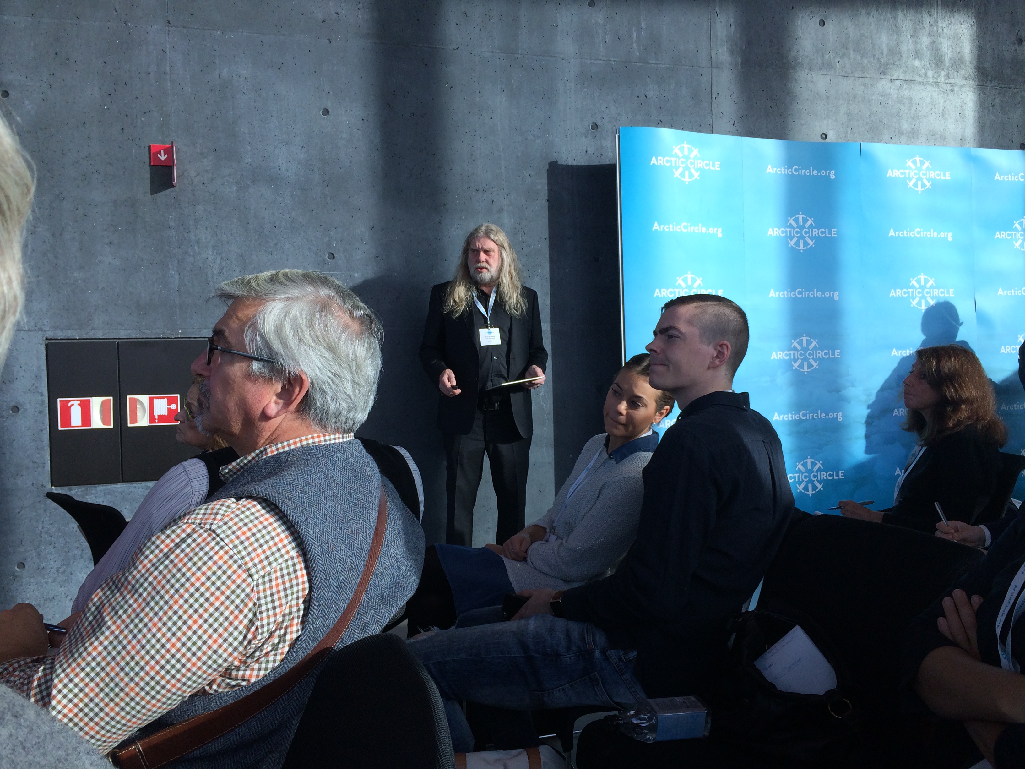 High North News´ Editor-in-chief Arne O. Holm talking about Arctic media in Reykjavik. (Photo Credit: Linda Storholm)