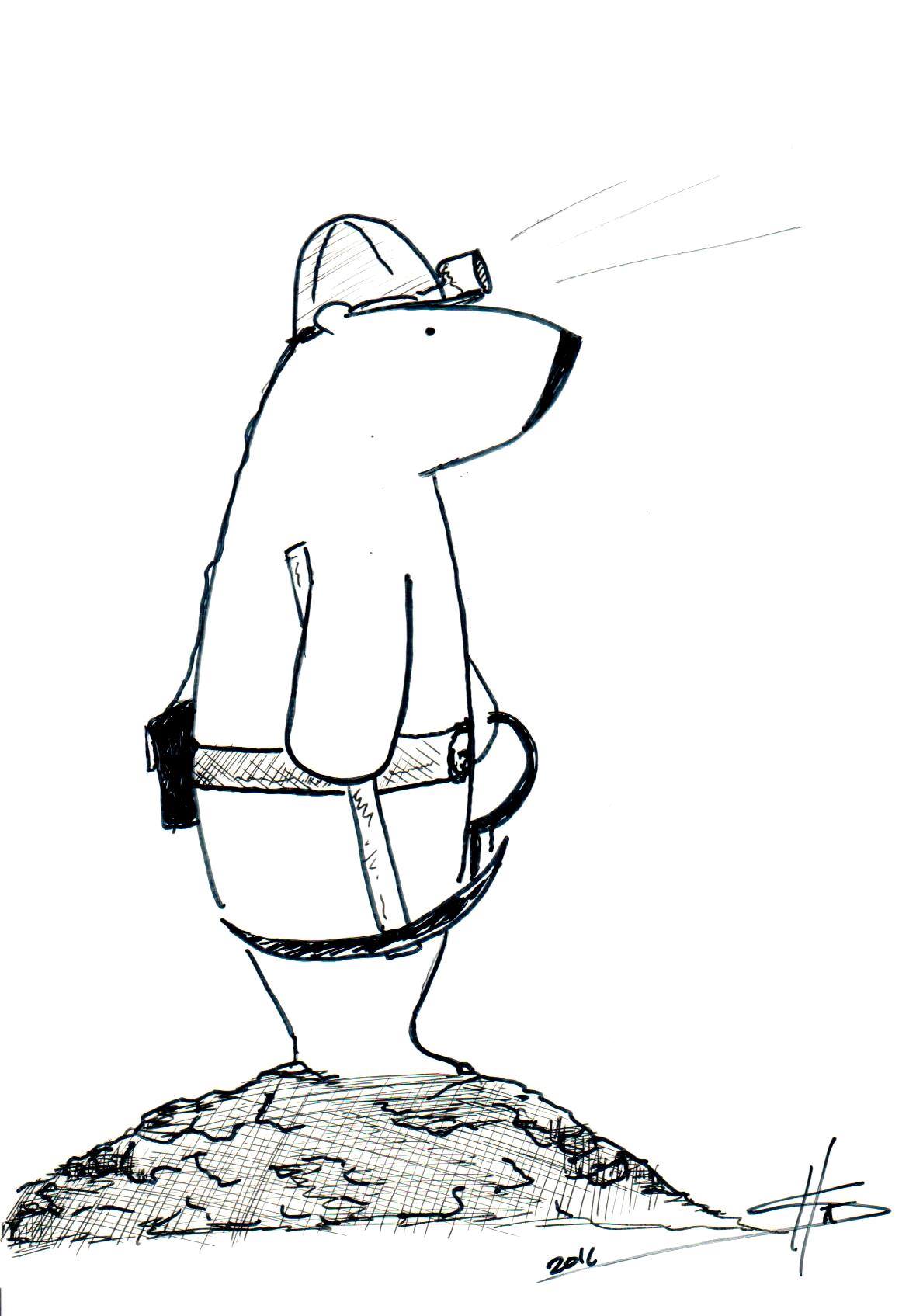Mining in Svalbard has inspired cartoonist Haakon Sandvik. It has been a hard struggle for the local community. (Ill.: Haakon Sandvik)