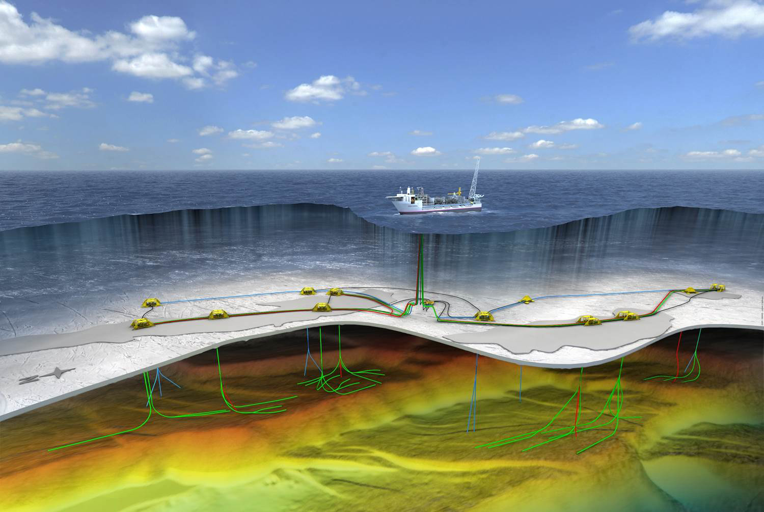 10 bunnrammer til Statoils Johan Castberg-prosjekt holder hjulene i gang hos Aker Solutions i Sandnessjøen i drøye to år fremover. (Illustrasjon: Statoil).