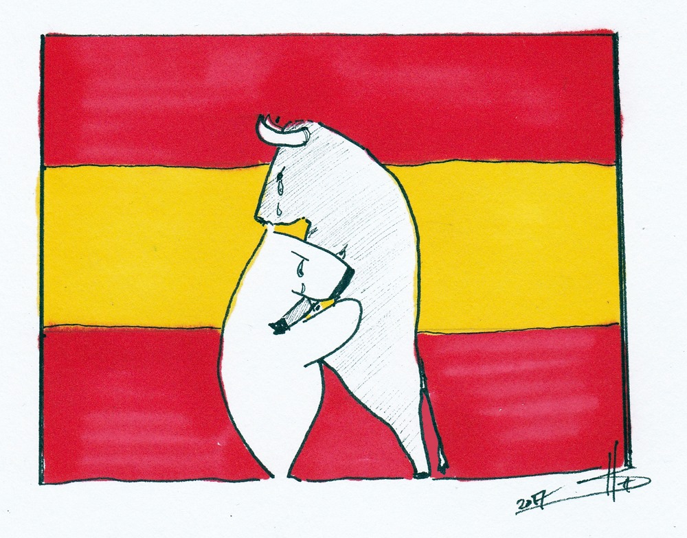 Isbjörnar engages with the news. This time, terror attacks in Barcelona provided the inspiration. (Ill.: Haakon Sandvik)