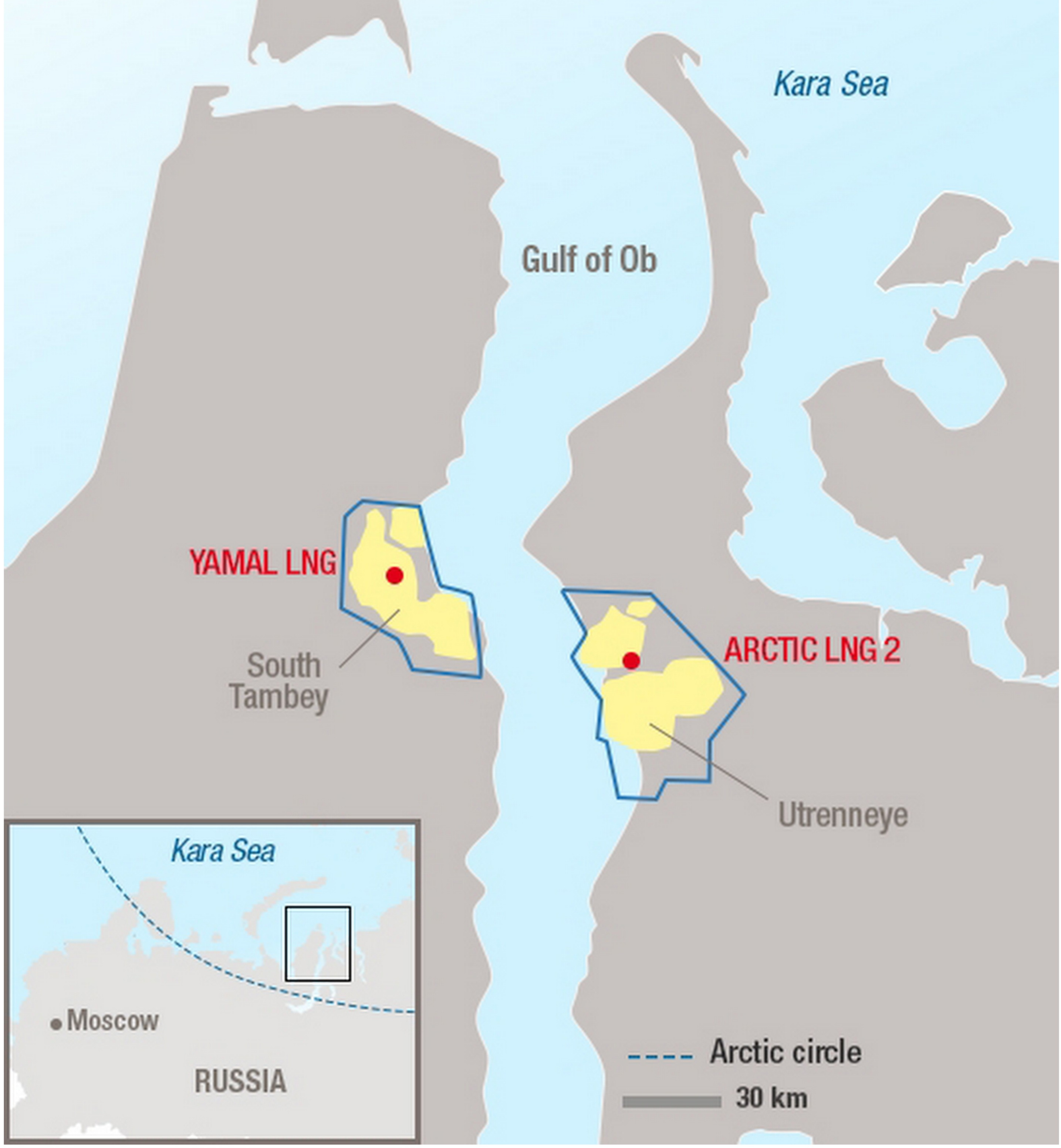 Novatek and Total’s Yamal LNG and Arctic LNG 2 project. (Ill.: Courtesy of Total)
