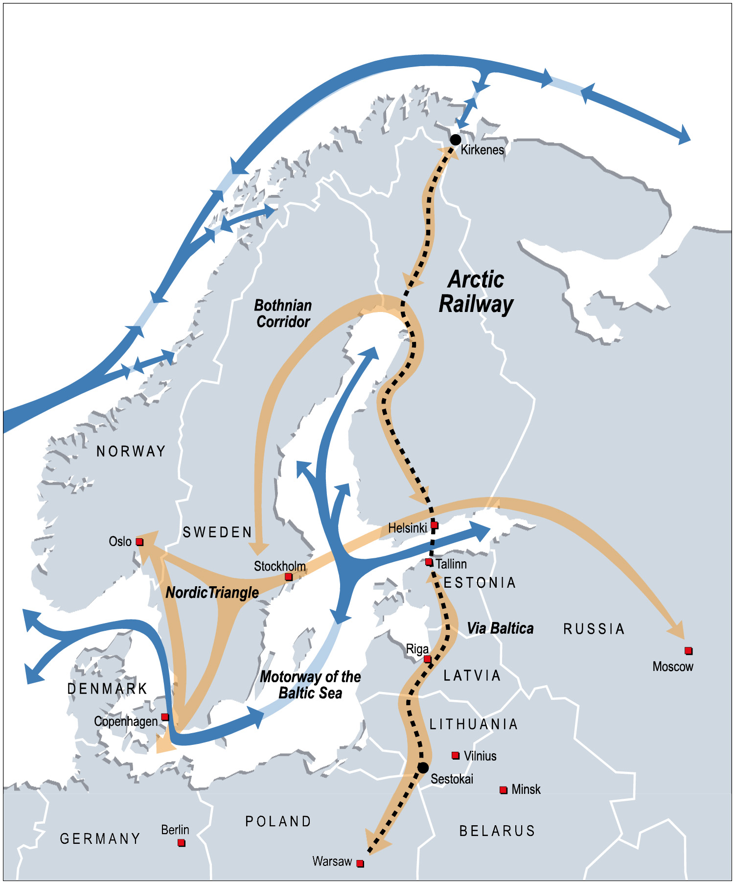 The route of the proposed Arctic Corridor railroad. (Illustration: Arctic Corridor)