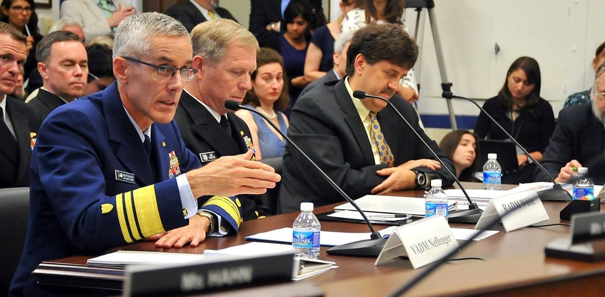 Coast Guard Vice Commandant Vice Adm. Peter Neffenger testifies on implementing U.S. policy in the Arctic before the Subcommittee on Coast Guard and Maritime Transportation, July 23, 2014. Photo: U.S. Coast Guard/Petty Officer 2nd Class Patrick Kelley